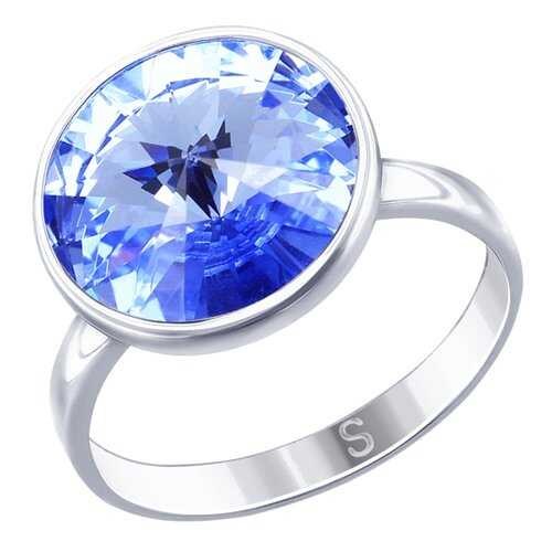 Кольцо женское SOKOLOV из серебра с синим кристаллом Swarovski 94012606 р.17 в Пандора