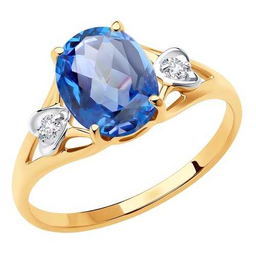 Кольцо женское SOKOLOV из золота с топазом и фианитами Swarovski 715924 р.18.5 в Пандора