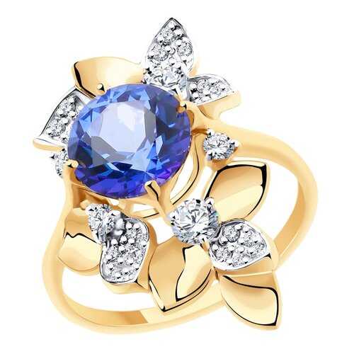 Кольцо женское SOKOLOV из золота с топазом и фианитами Swarovski 715942 р.17 в Пандора