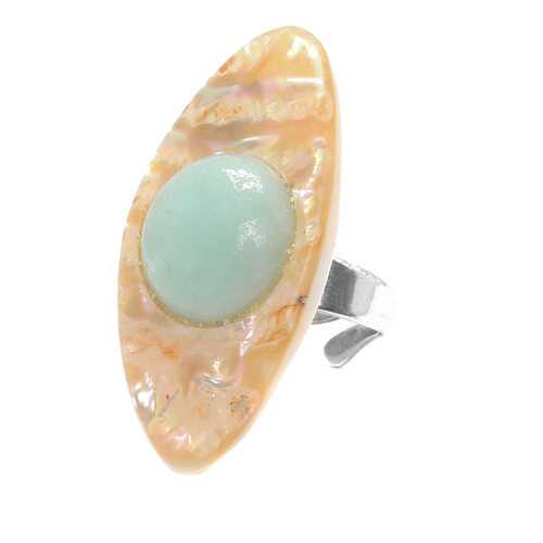 Кольцо женское Nature Bijoux NB20.1-19-23700 бежевое/голубое в Пандора