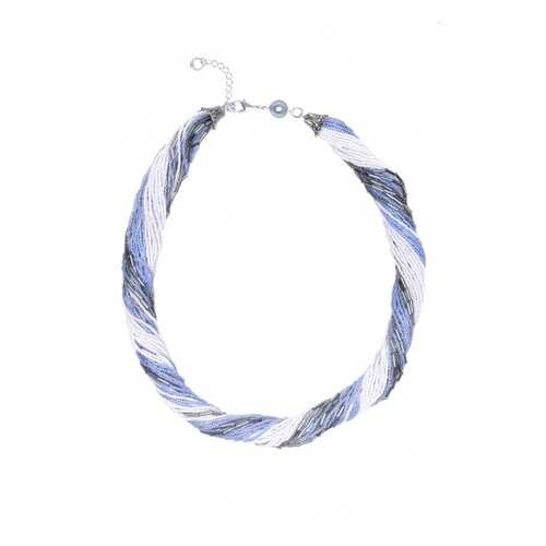 Бисерное ожерелье 36 нитей голубо-серебряно-серое в Пандора