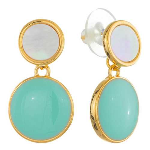 Серьги Corona Style B006E04961 золотисто-бирюзовые в Пандора