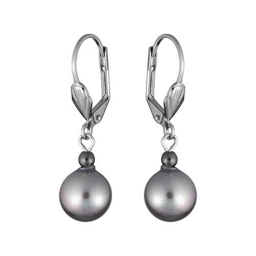 Серьги My-bijou Висюльки, 1 бусина майорка / гематит 3,5 см в Пандора